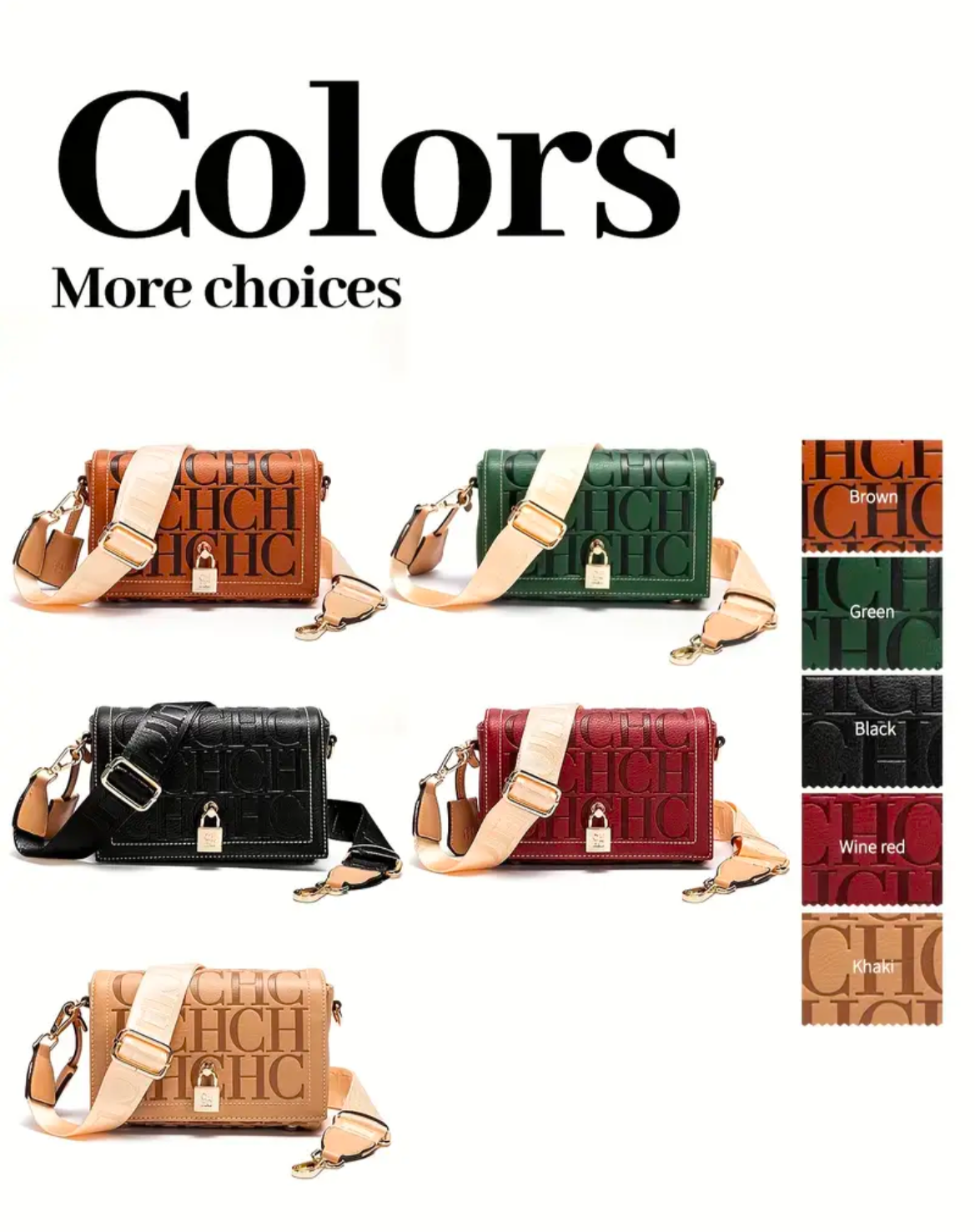 High quality CHCH embossed flap crossbody bag