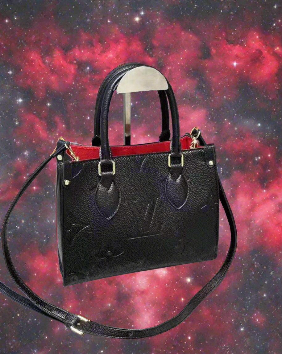 Leather structured logo tote