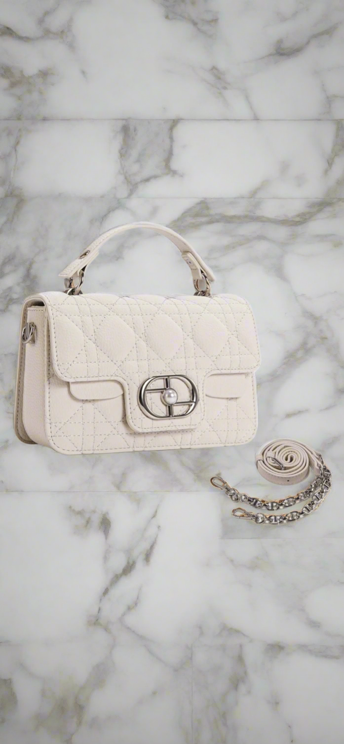 Leather Crossbody “CD Pearl” logo bag, with signature diamond quilted stitching (many options)