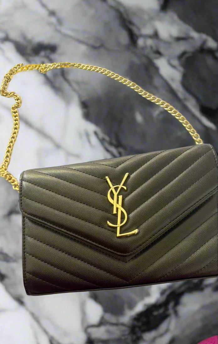 Chevron leather logo crossbody clutch bag