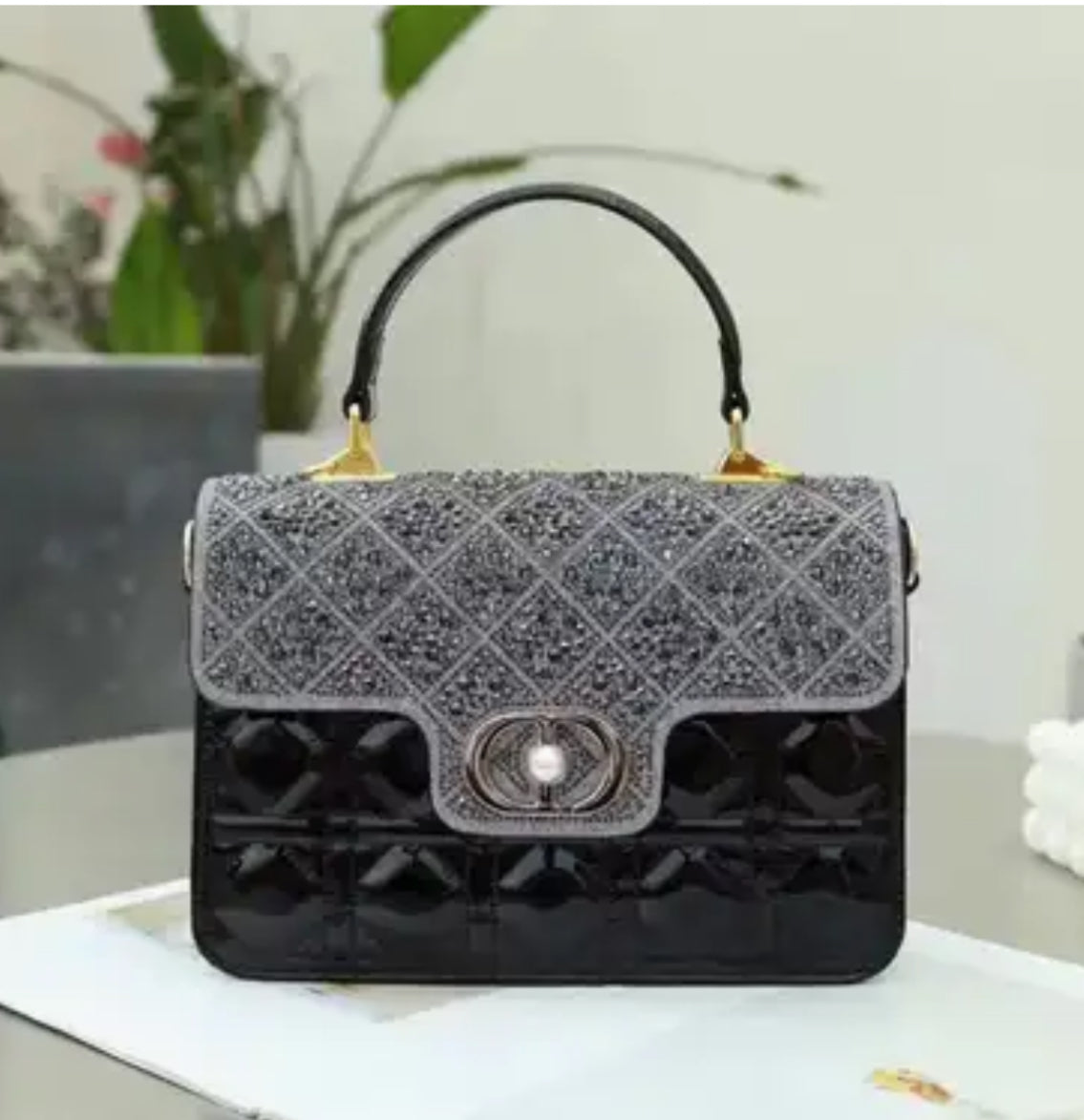 Leather Crossbody “CD Pearl” logo bag, with signature diamond quilted stitching (many options)