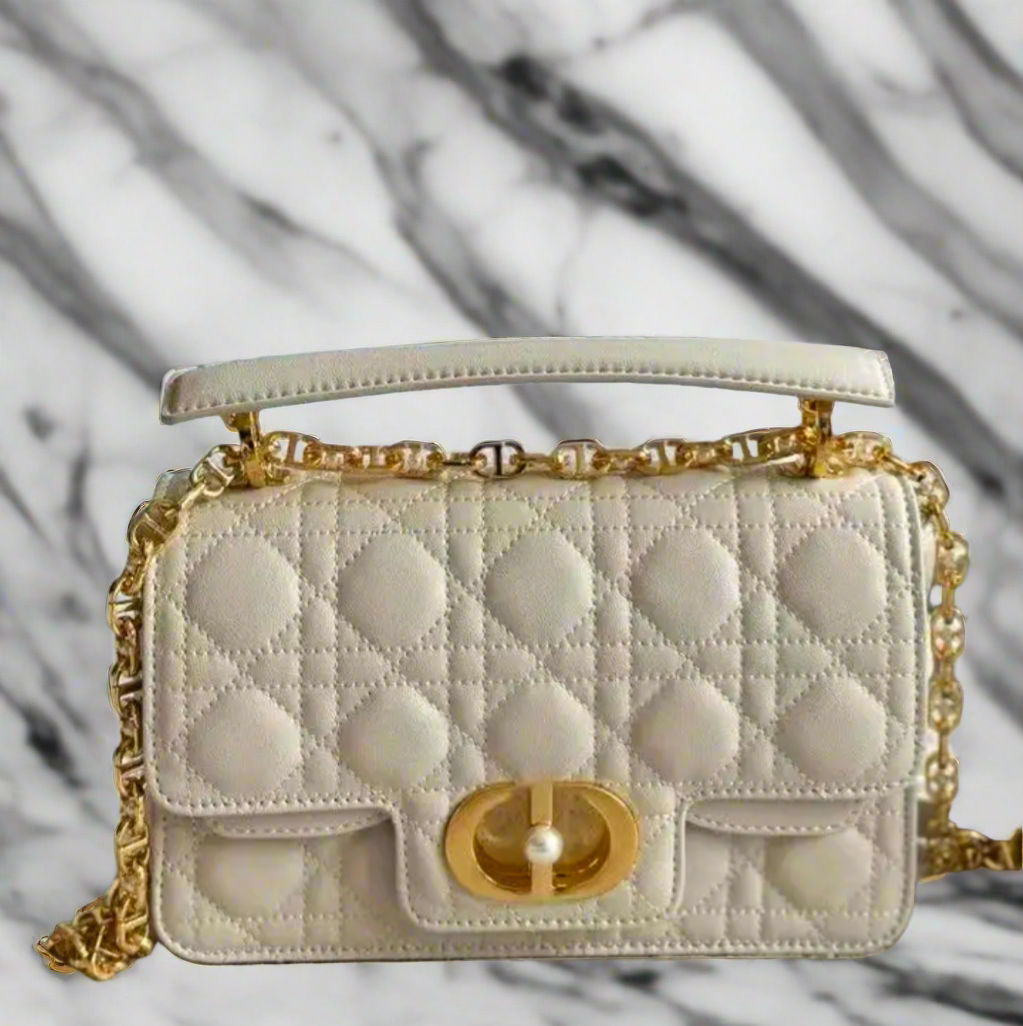 Leather Crossbody “CD Pearl” logo bag, with signature diamond quilted stitching (many options)