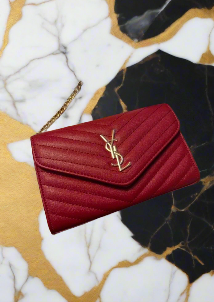 Chevron leather logo crossbody clutch bag