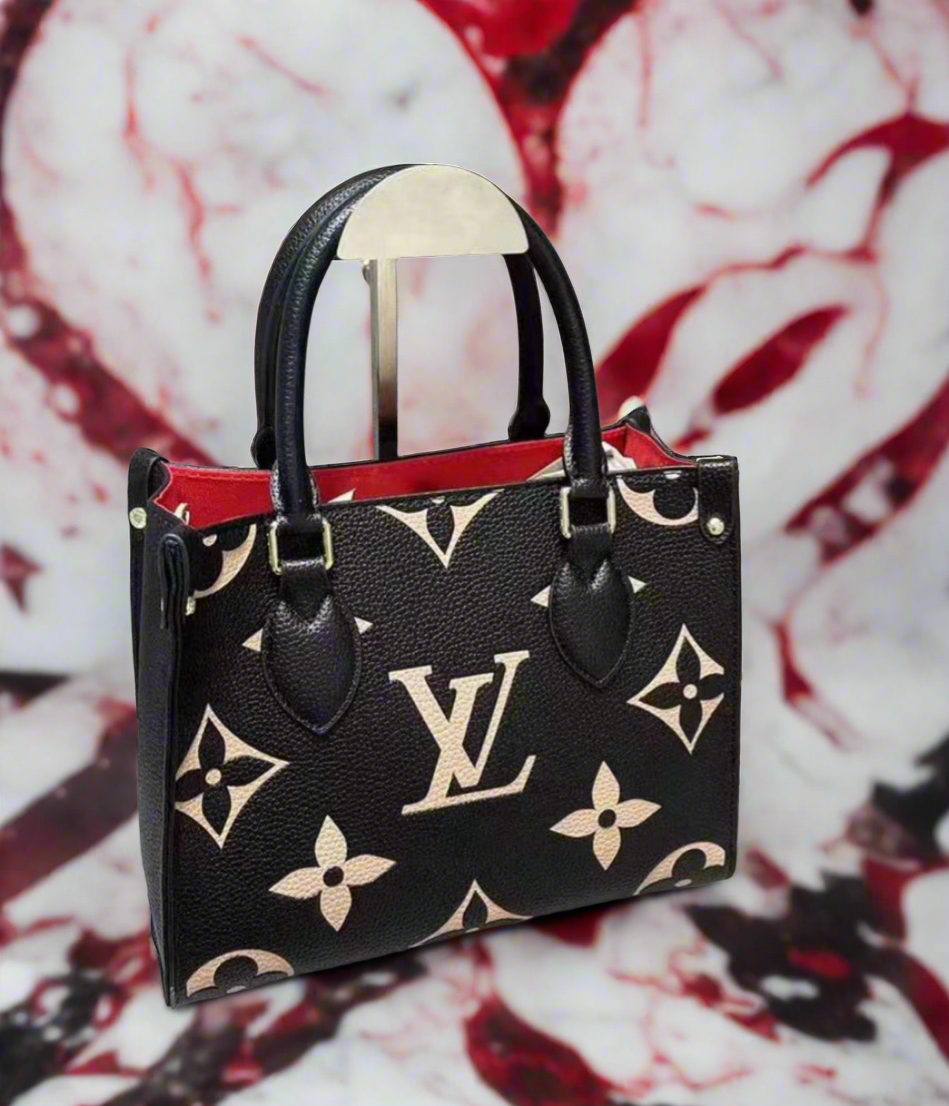 Leather structured logo tote