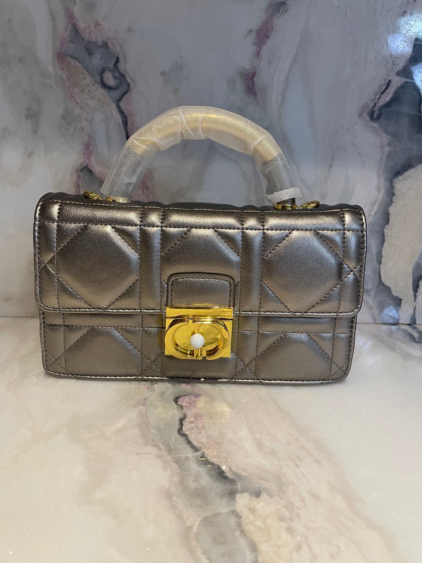 Leather Crossbody “CD Pearl” logo bag, with signature diamond quilted stitching (many options)