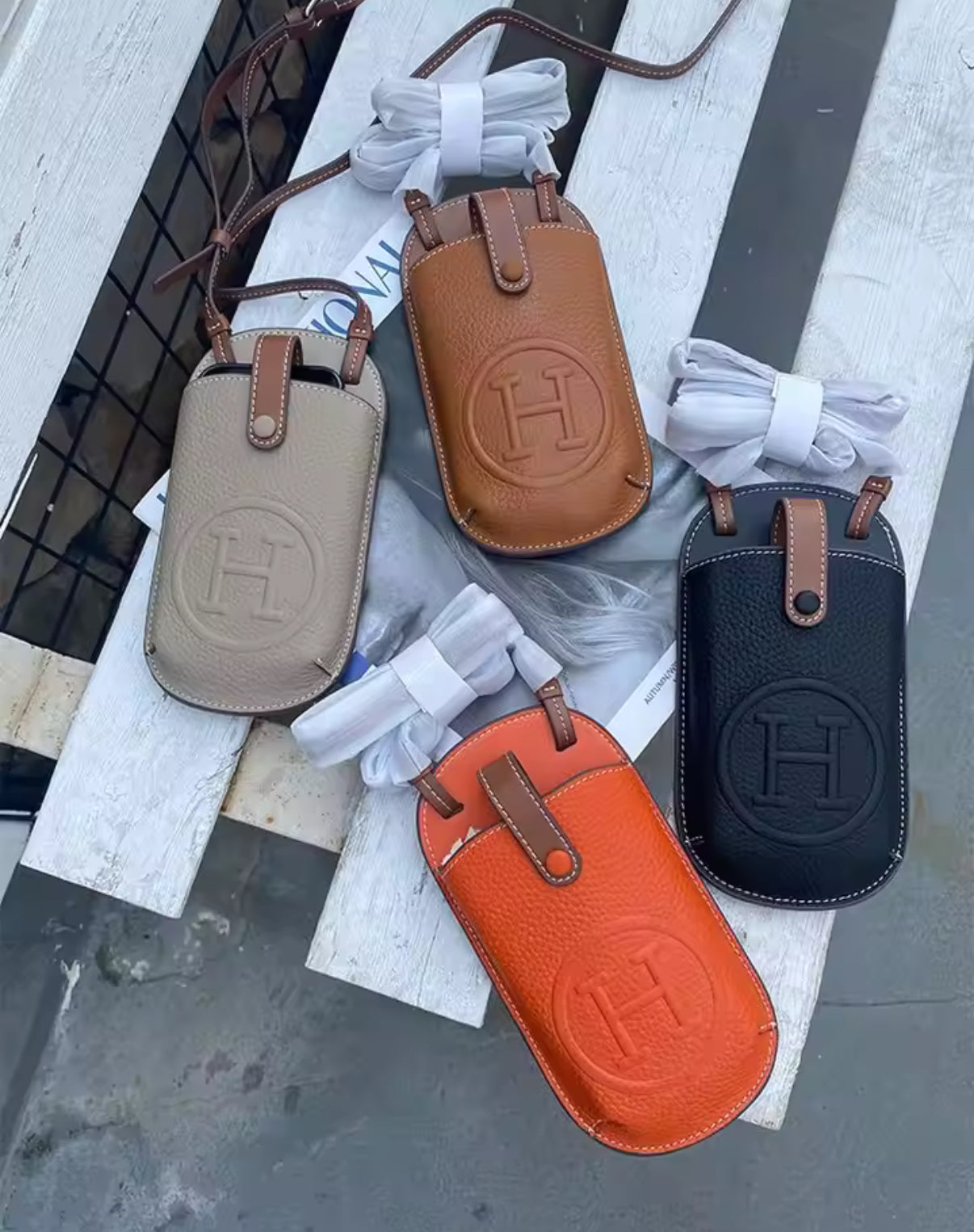 High quality soft grain leather crossbody phone case bags!