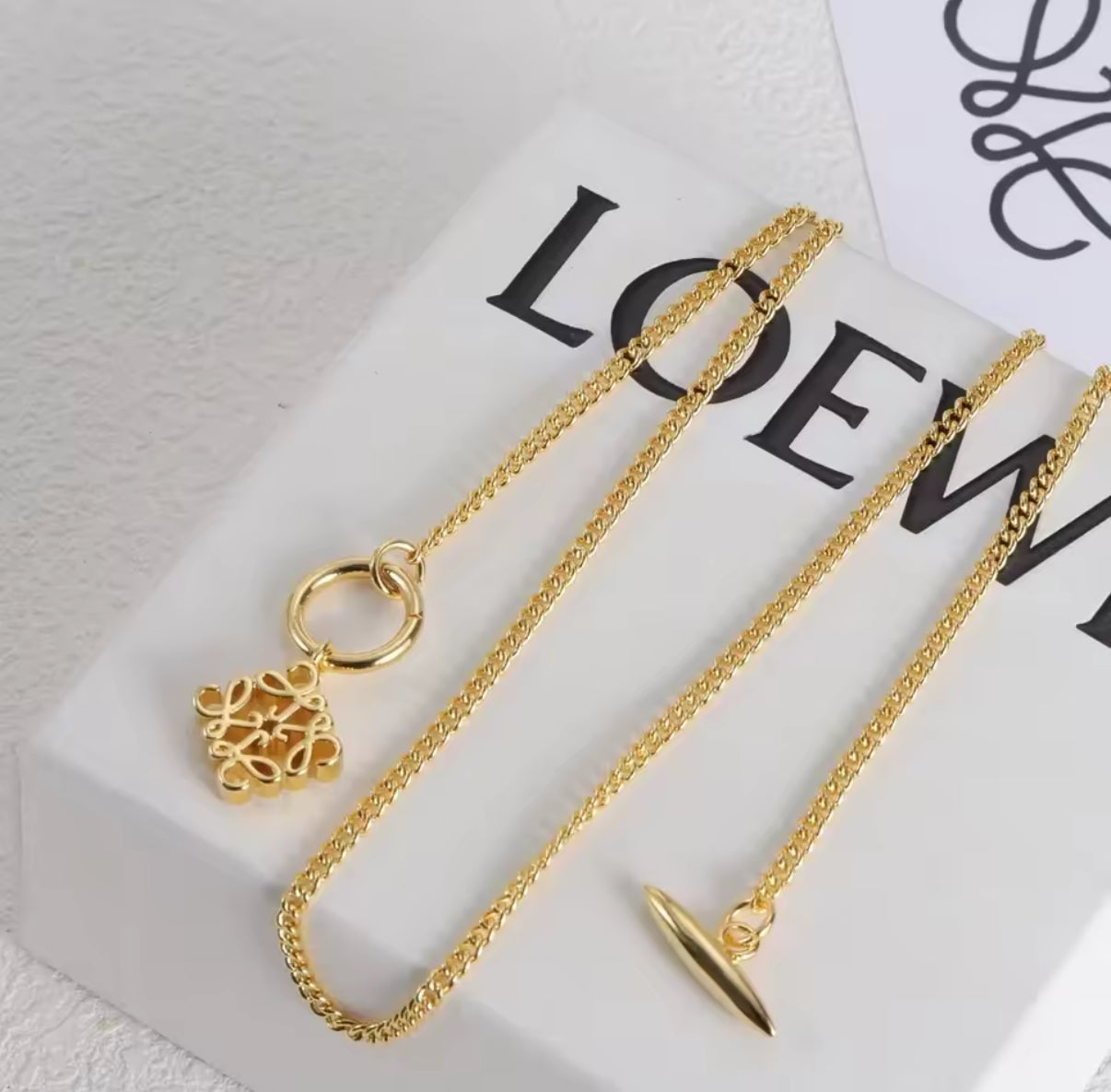 Square L charm necklace