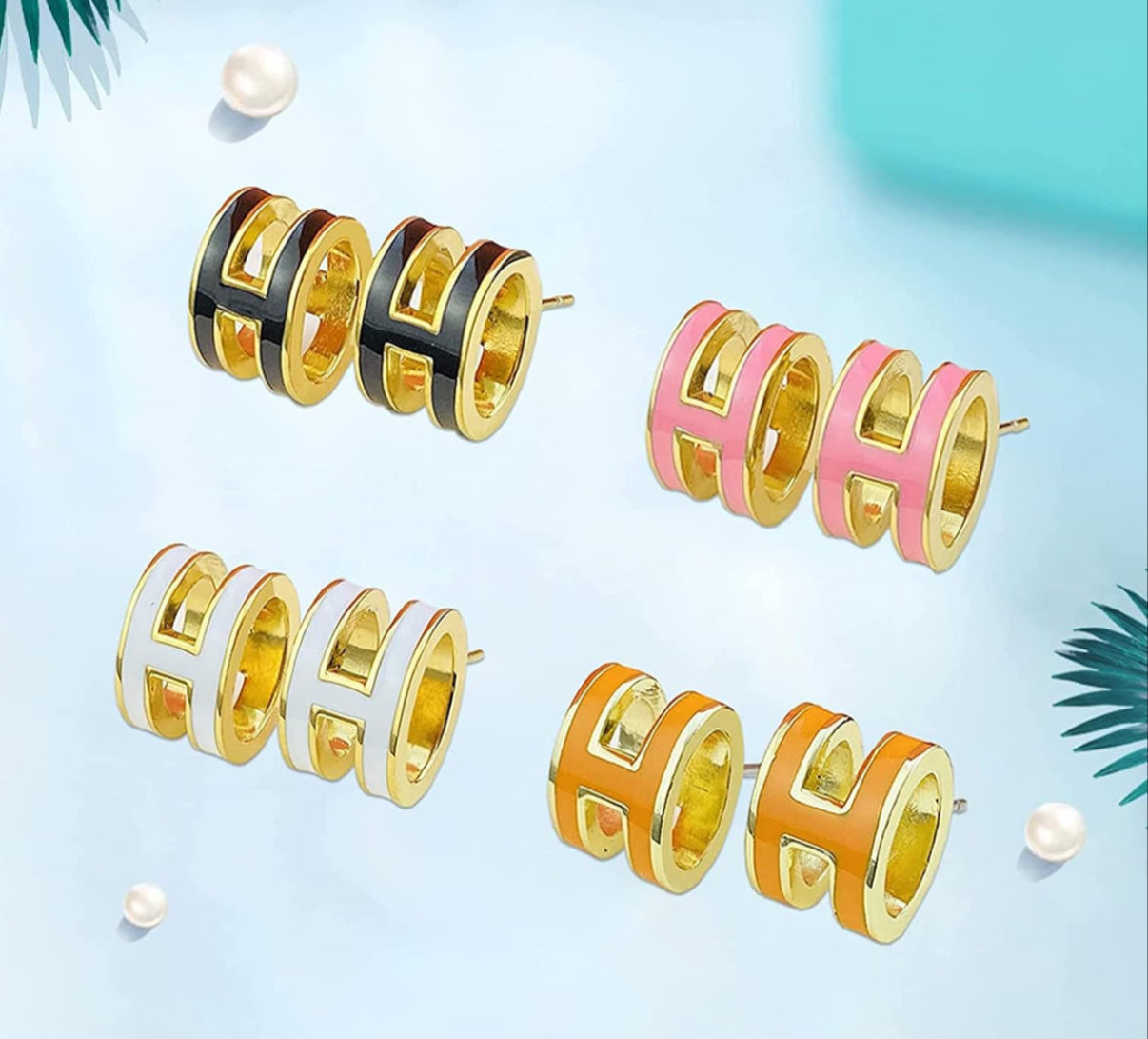 High quality bubble letter H Earrings