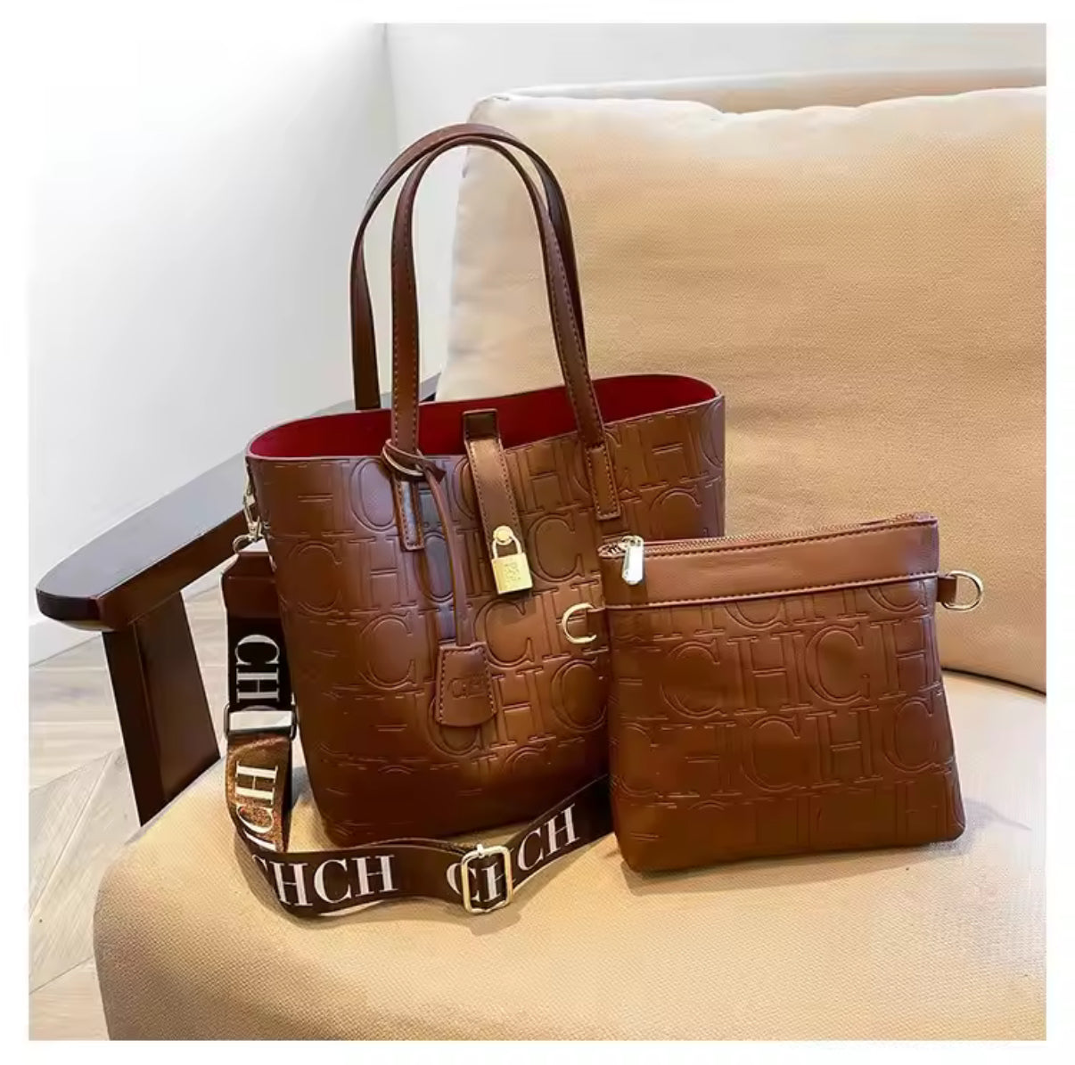 CHCH TOTE BAG W/ smaller pouch bag
