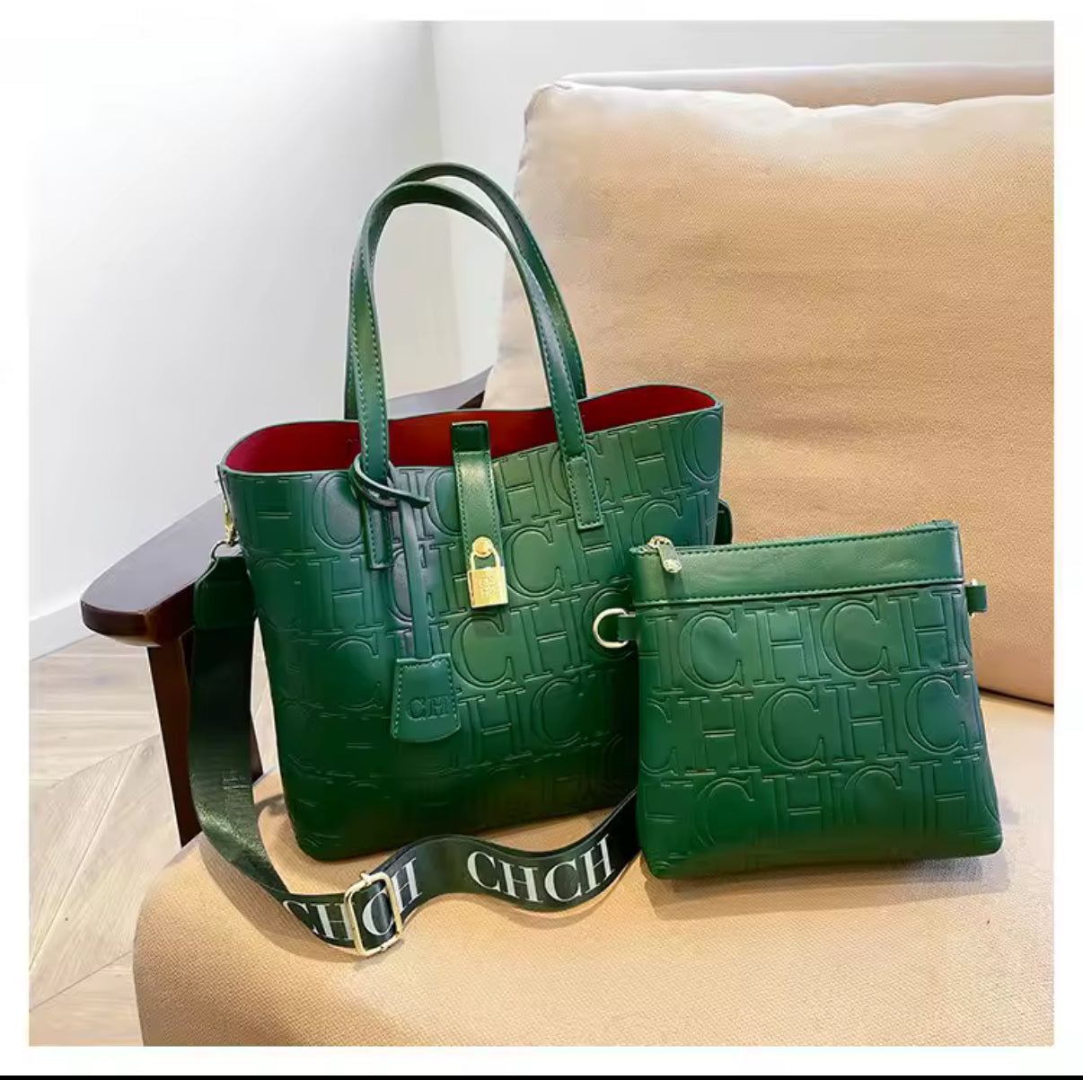 CHCH TOTE BAG W/ smaller pouch bag