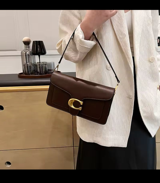 Classic leather underarm logo purse