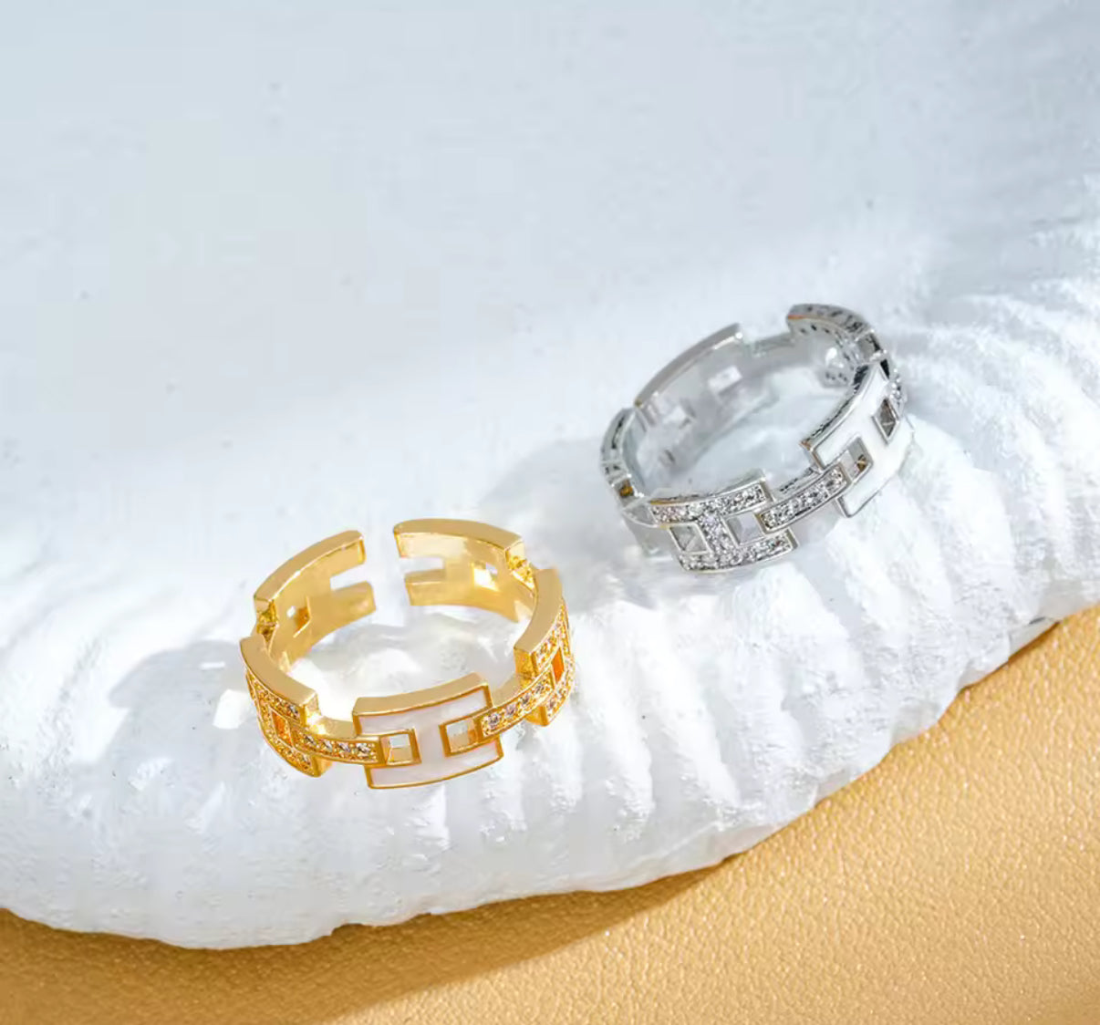 Beautiful inspired rings with logos and adjustable bands (large variety)