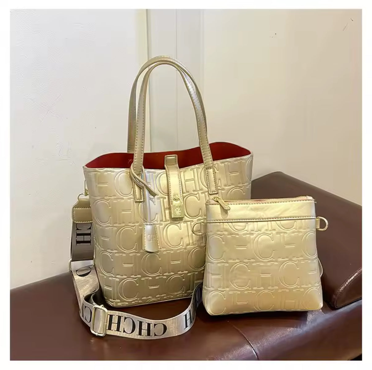 CHCH TOTE BAG W/ smaller pouch bag