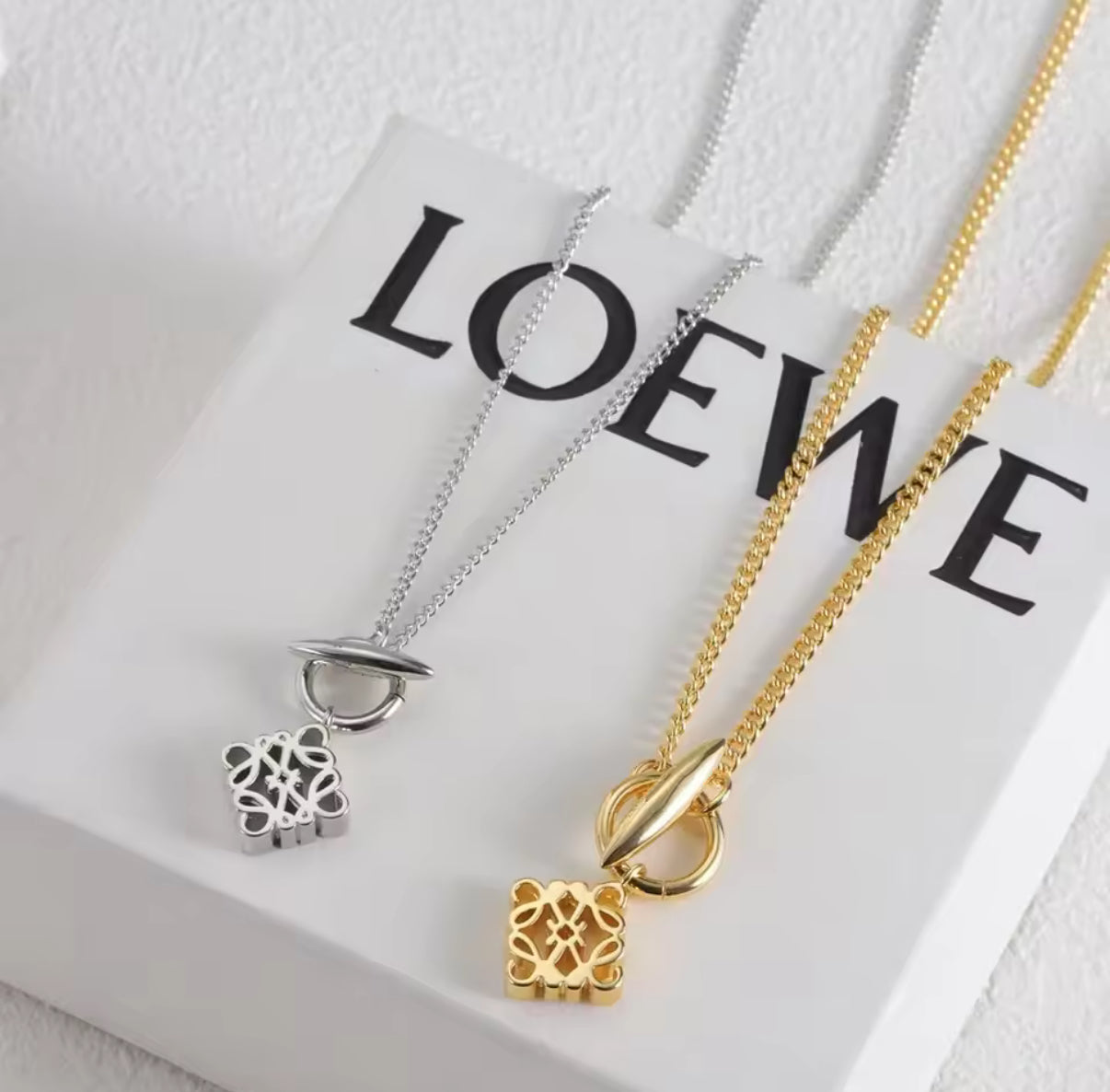 Square L charm necklace