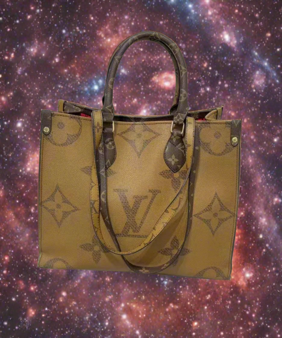 Leather structured logo tote