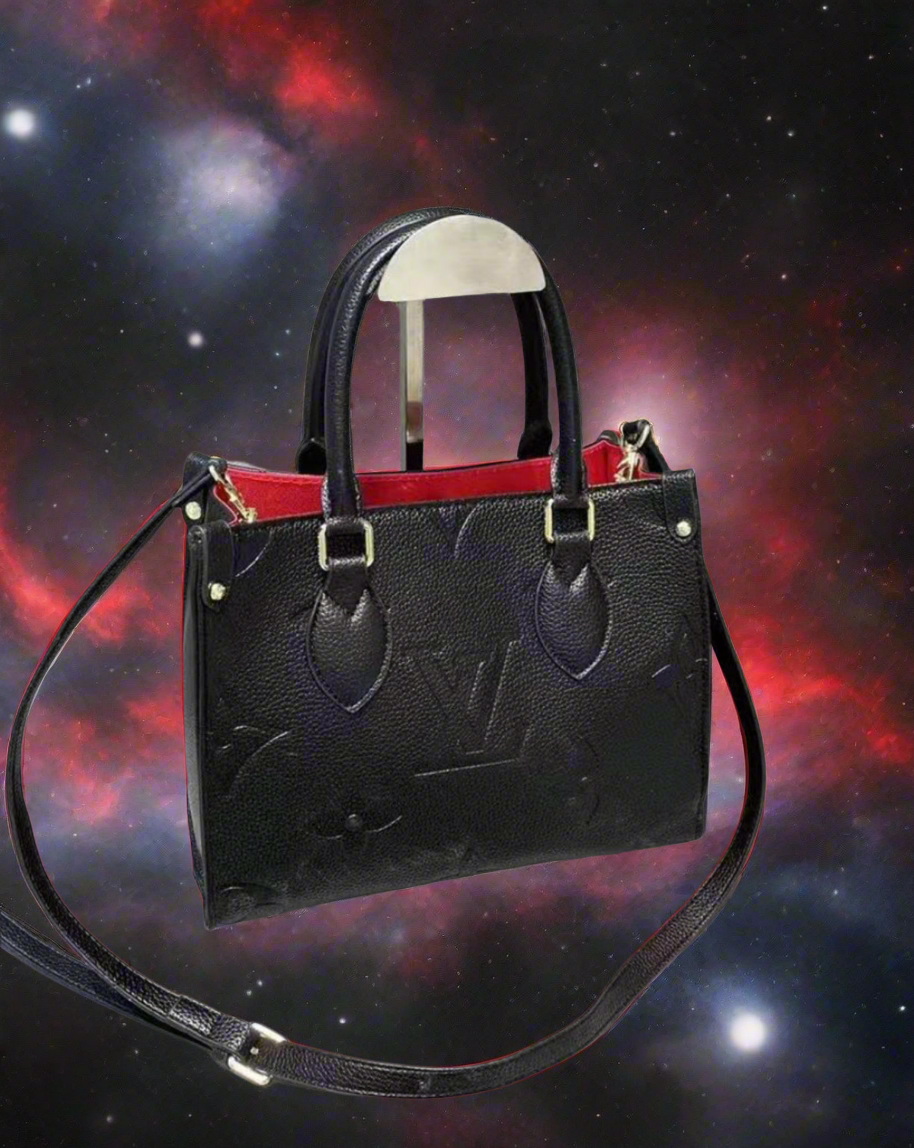 Leather structured logo tote