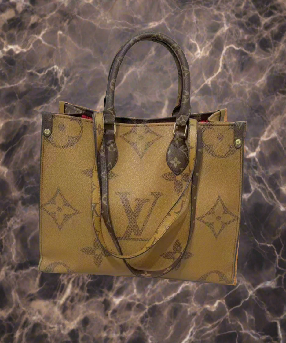 Leather structured logo tote