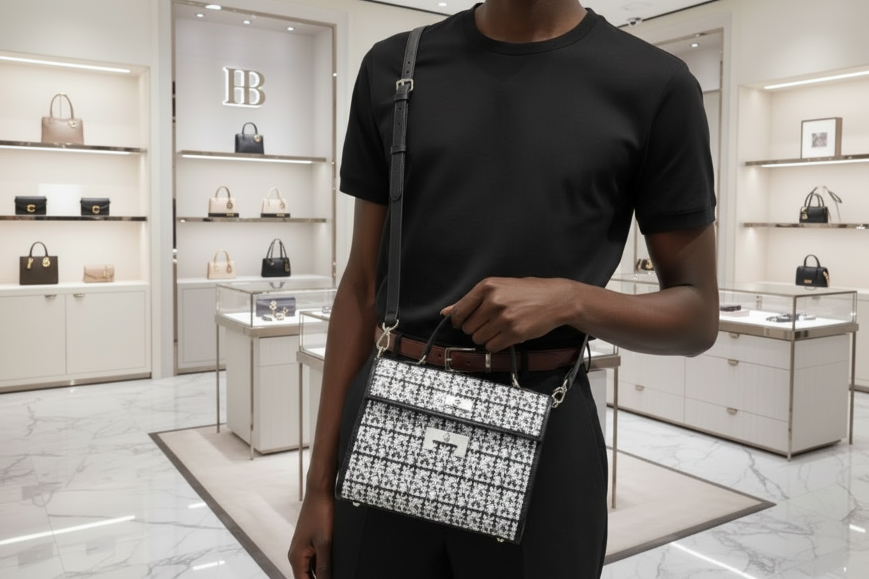 Swarovski Crystal H logo Top handle purse!