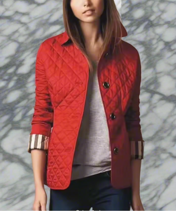 NEW!!!    Light weight black quilted jacket with beige plaid Lining (on sale!)