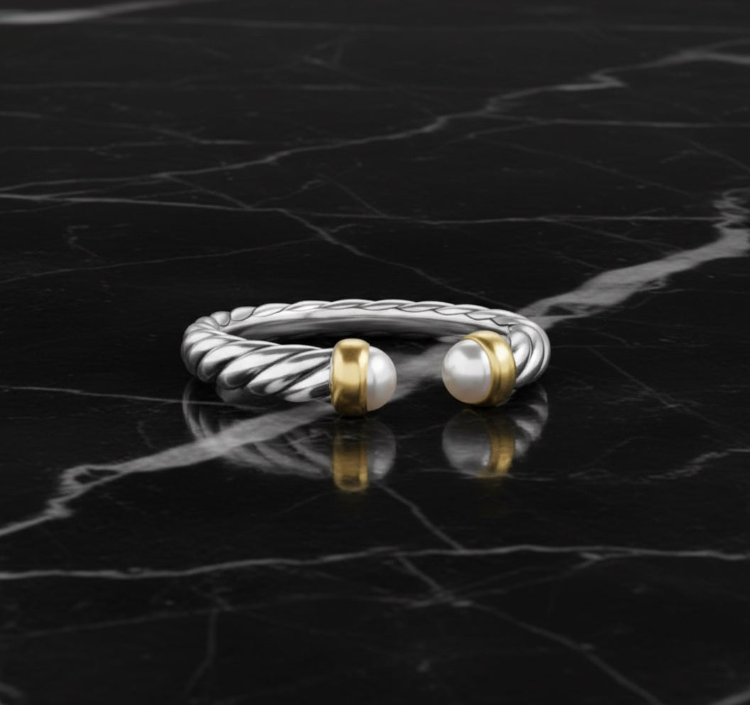 Square Sterling Silver gem stone earrings & rings with rhinestones and twisted cable style bands