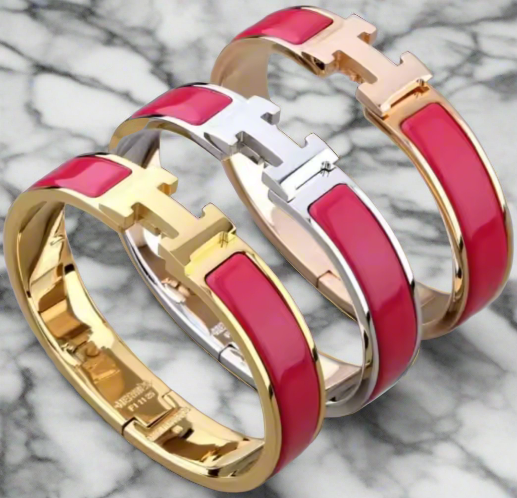 Thick band letter H bangle