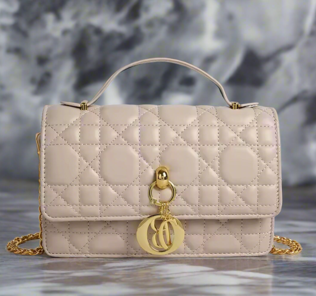 Leather Crossbody CD charm, with diamond stitched design