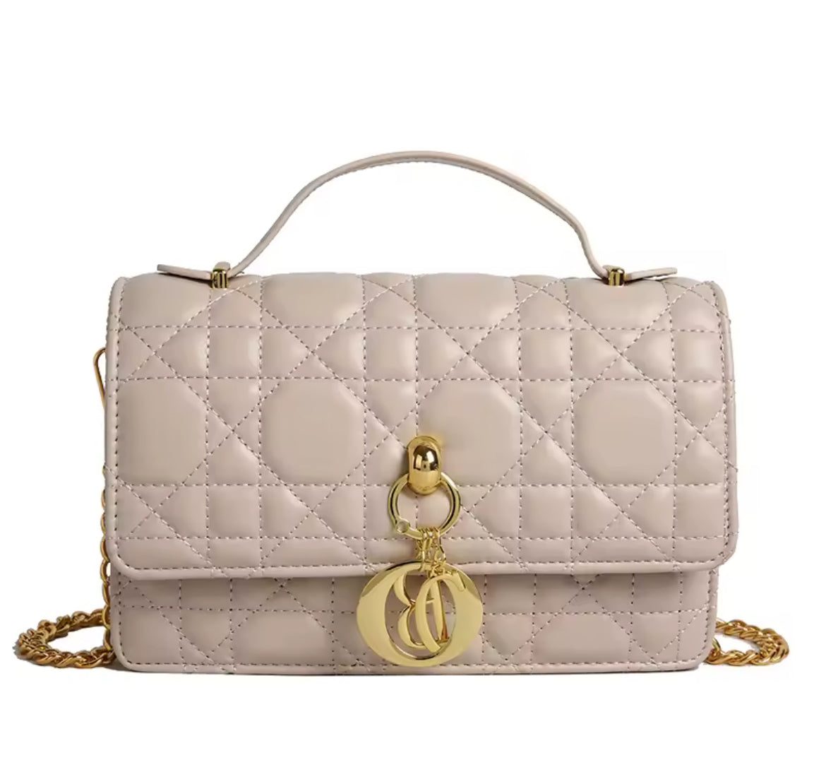 Leather Crossbody CD charm, with diamond stitched design