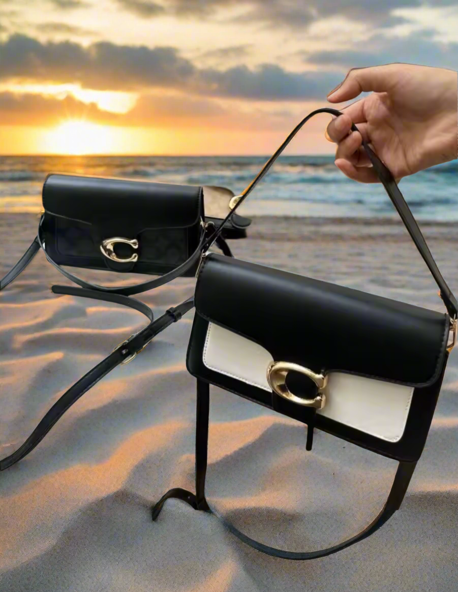 Classic leather underarm logo purse