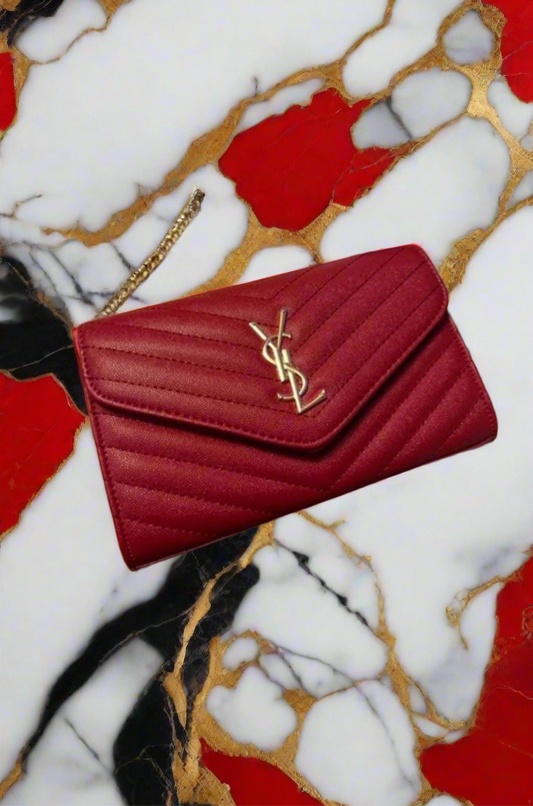 Chevron leather logo crossbody clutch bag