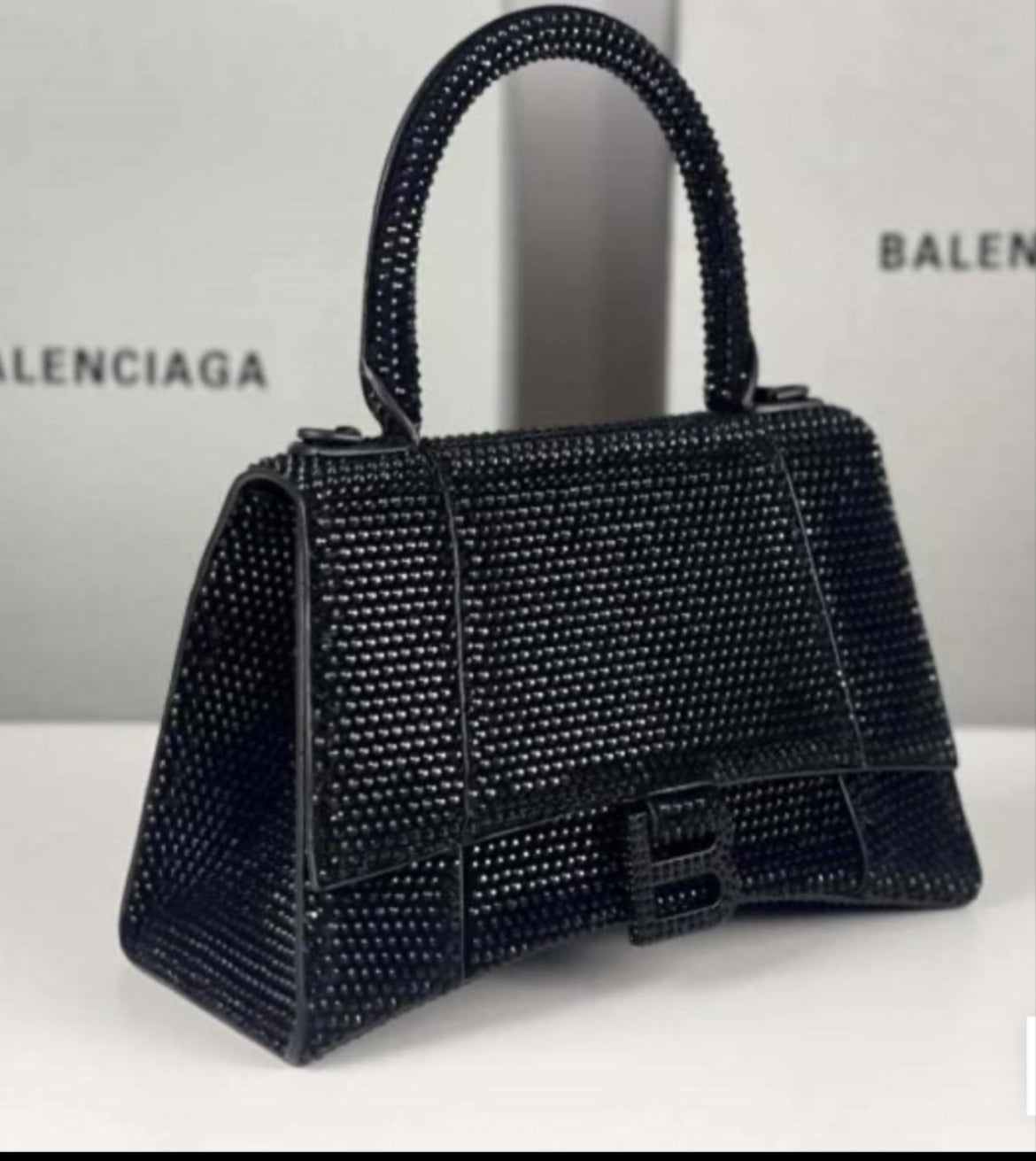 Swarovski crystal evening bag with B logo