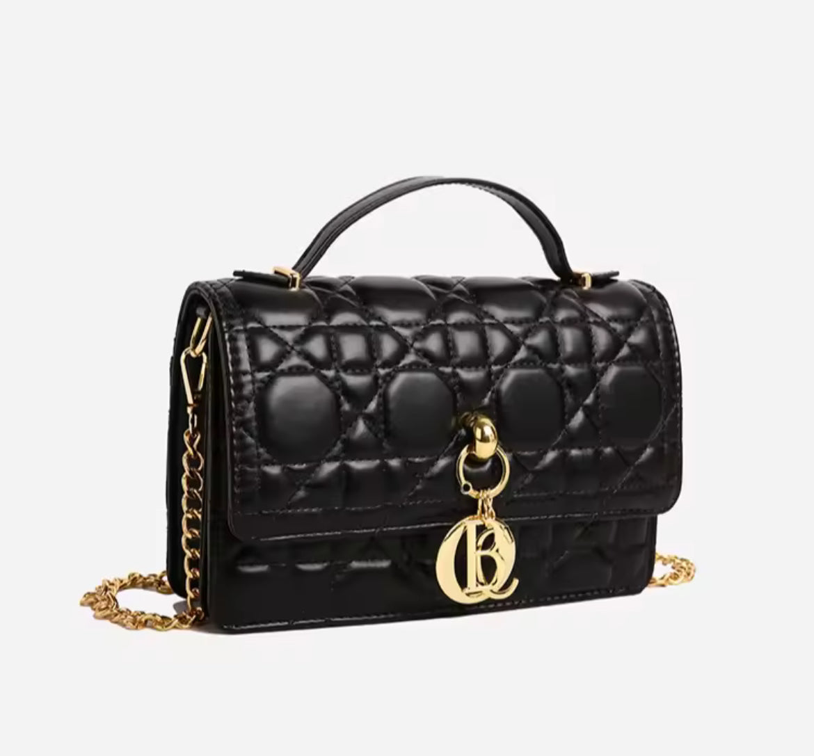 Leather Crossbody CD charm, with diamond stitched design