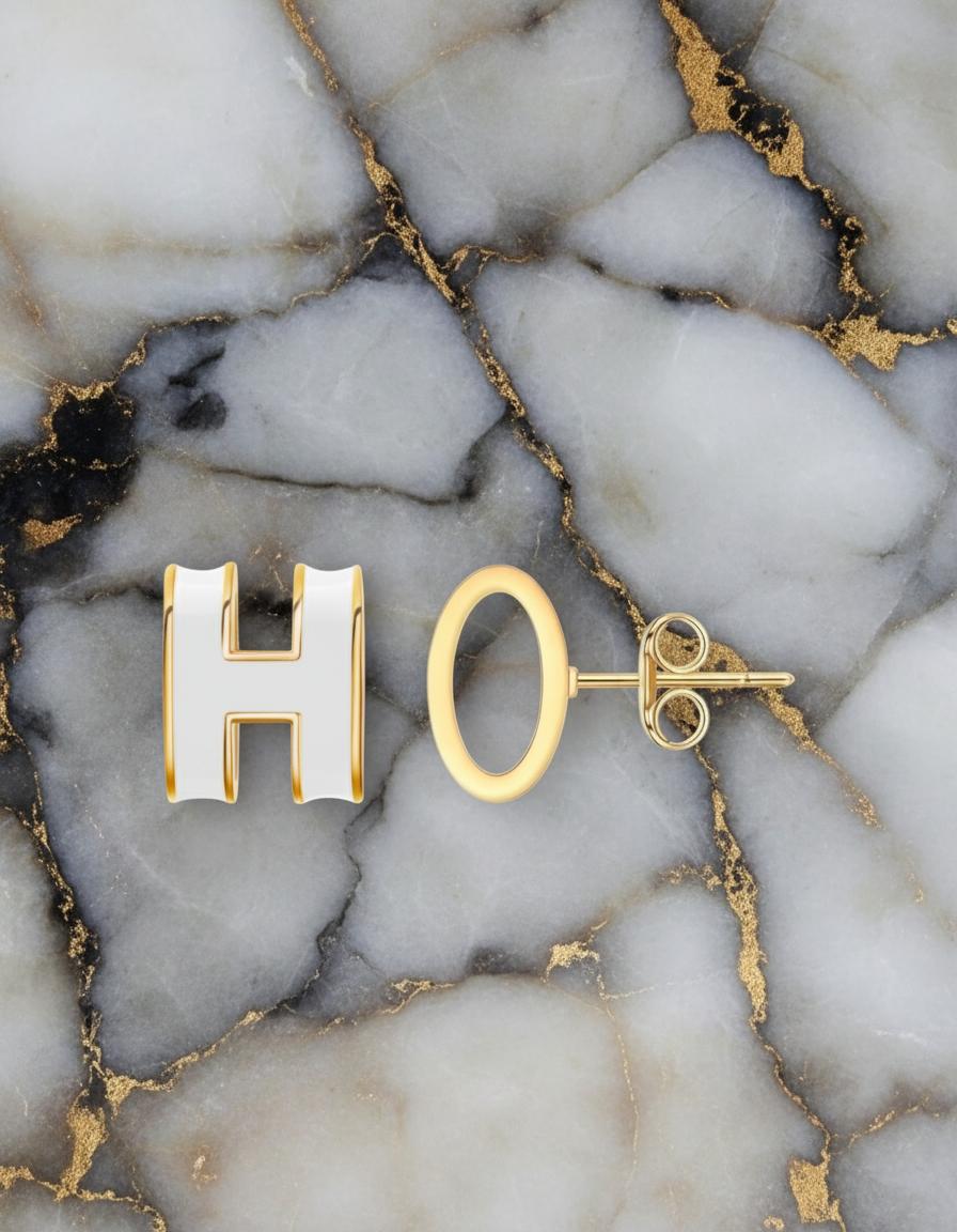 High quality bubble letter H Earrings