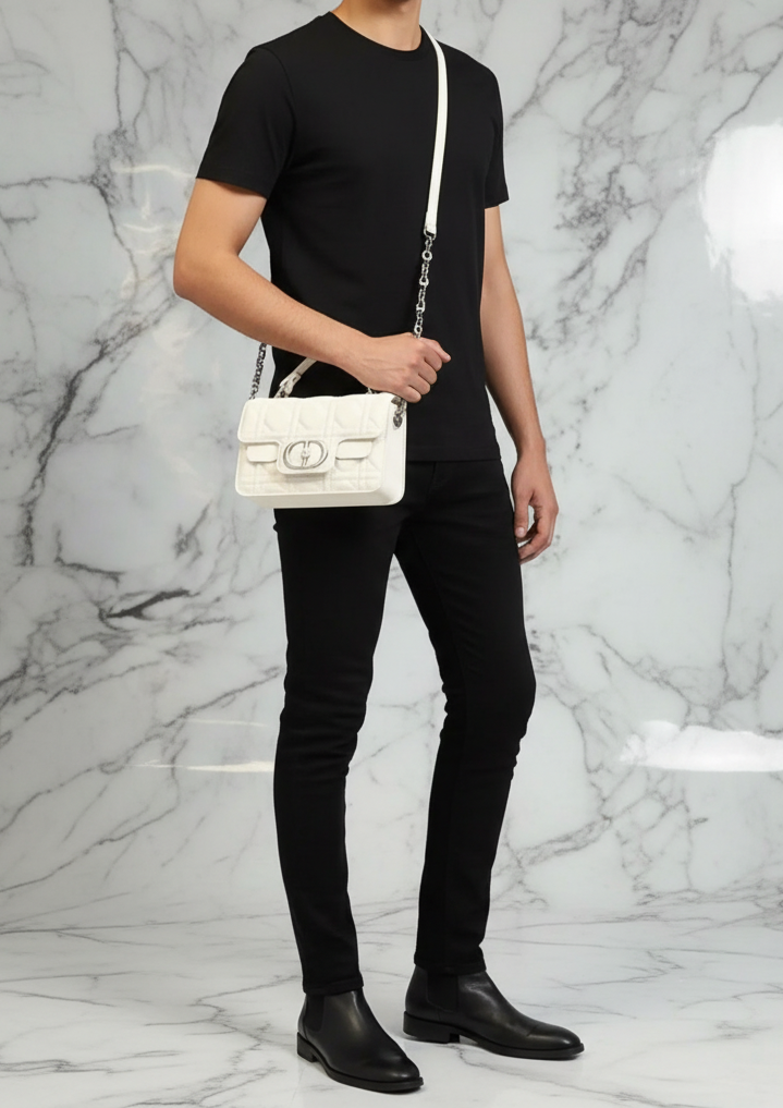 Leather Crossbody “CD Pearl” logo bag, with signature diamond quilted stitching (many options)