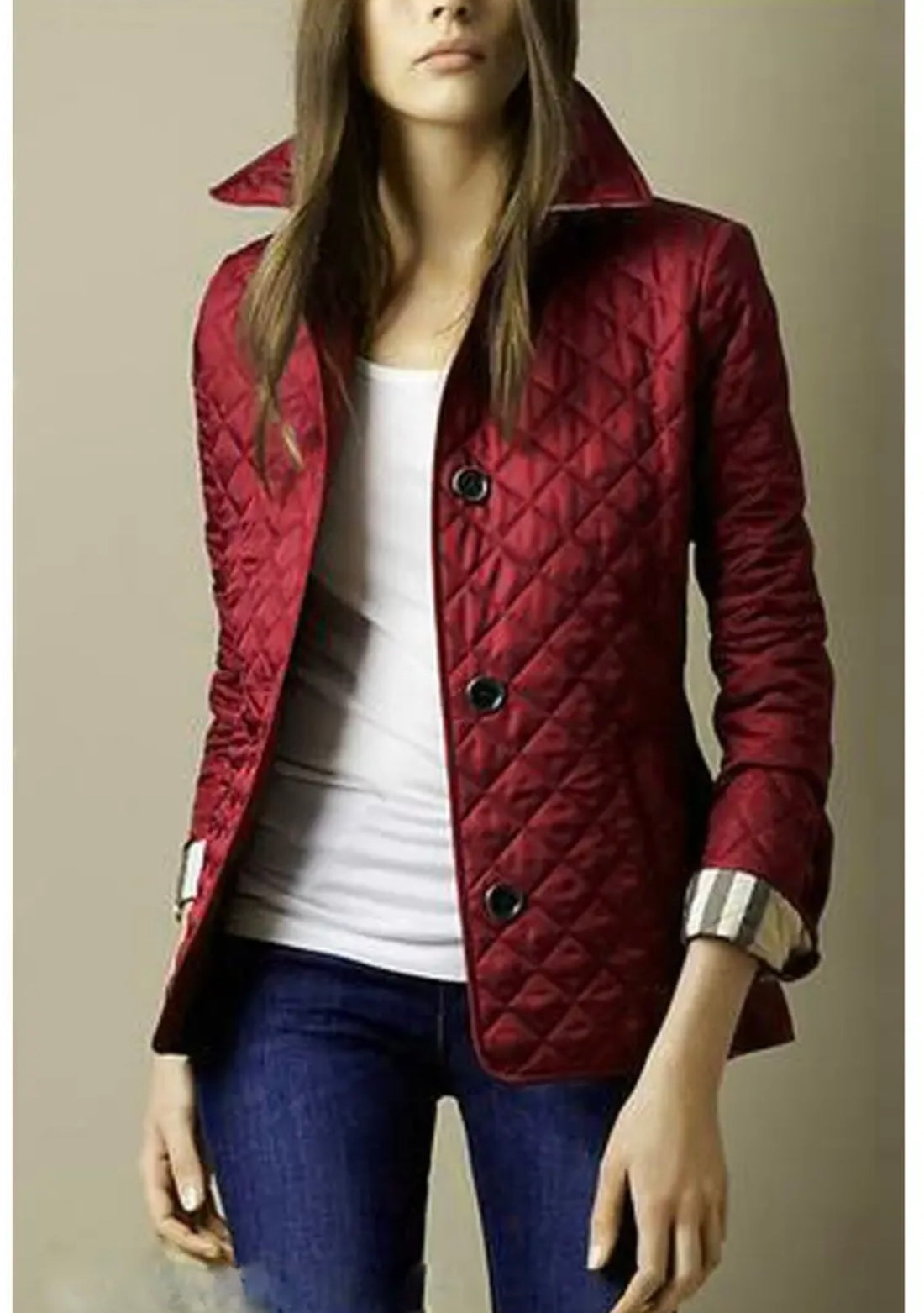 NEW!!!    Light weight black quilted jacket with beige plaid Lining (on sale!)