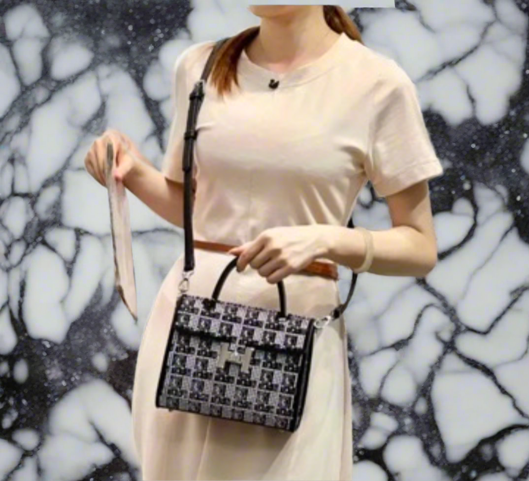 Swarovski crystal evening bag with B logo