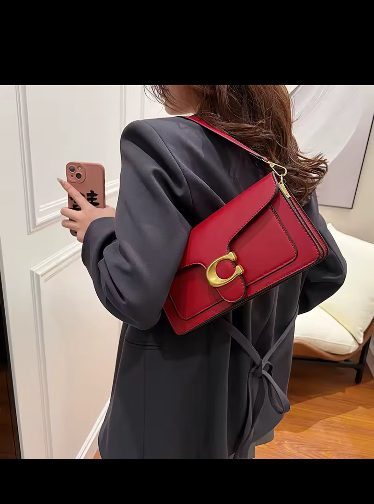 Classic leather underarm logo purse