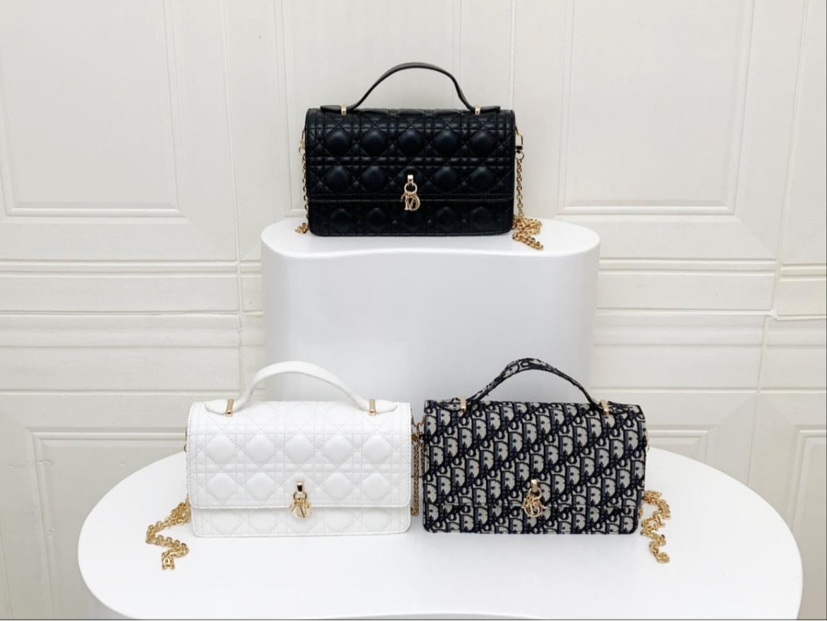 Leather Crossbody CD charm, with diamond stitched design