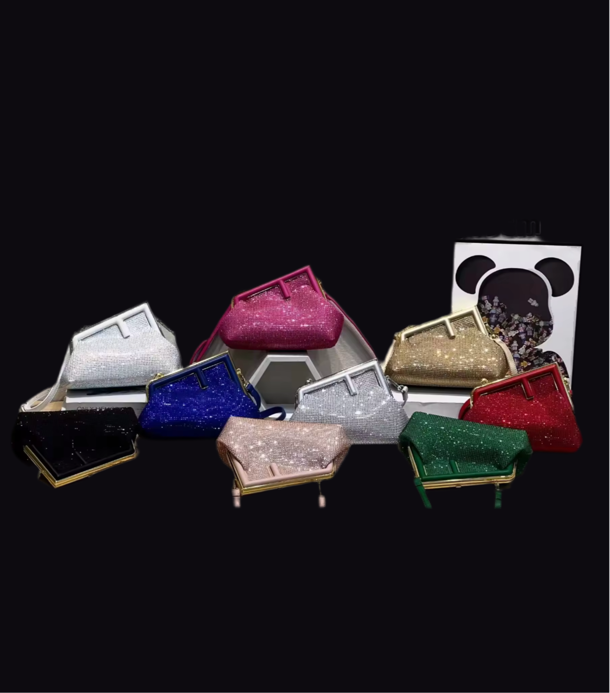 Crystal bedazzled clutches - color options.  High quality 