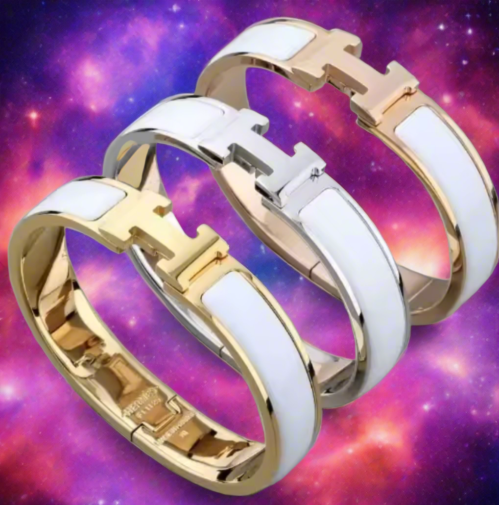 Thick band letter H bangle