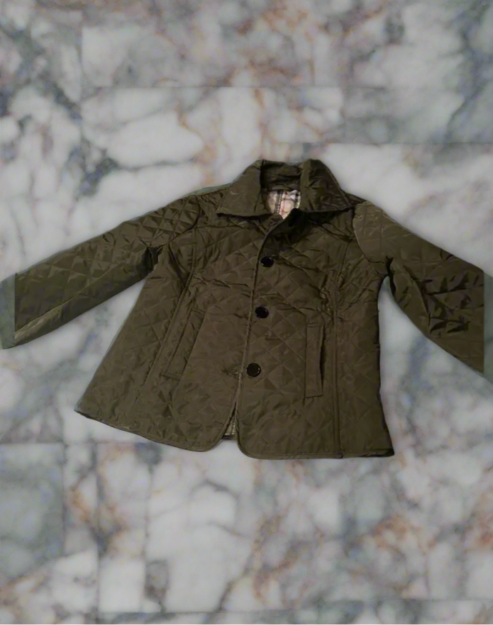 NEW!!!    Light weight black quilted jacket with beige plaid Lining (on sale!)