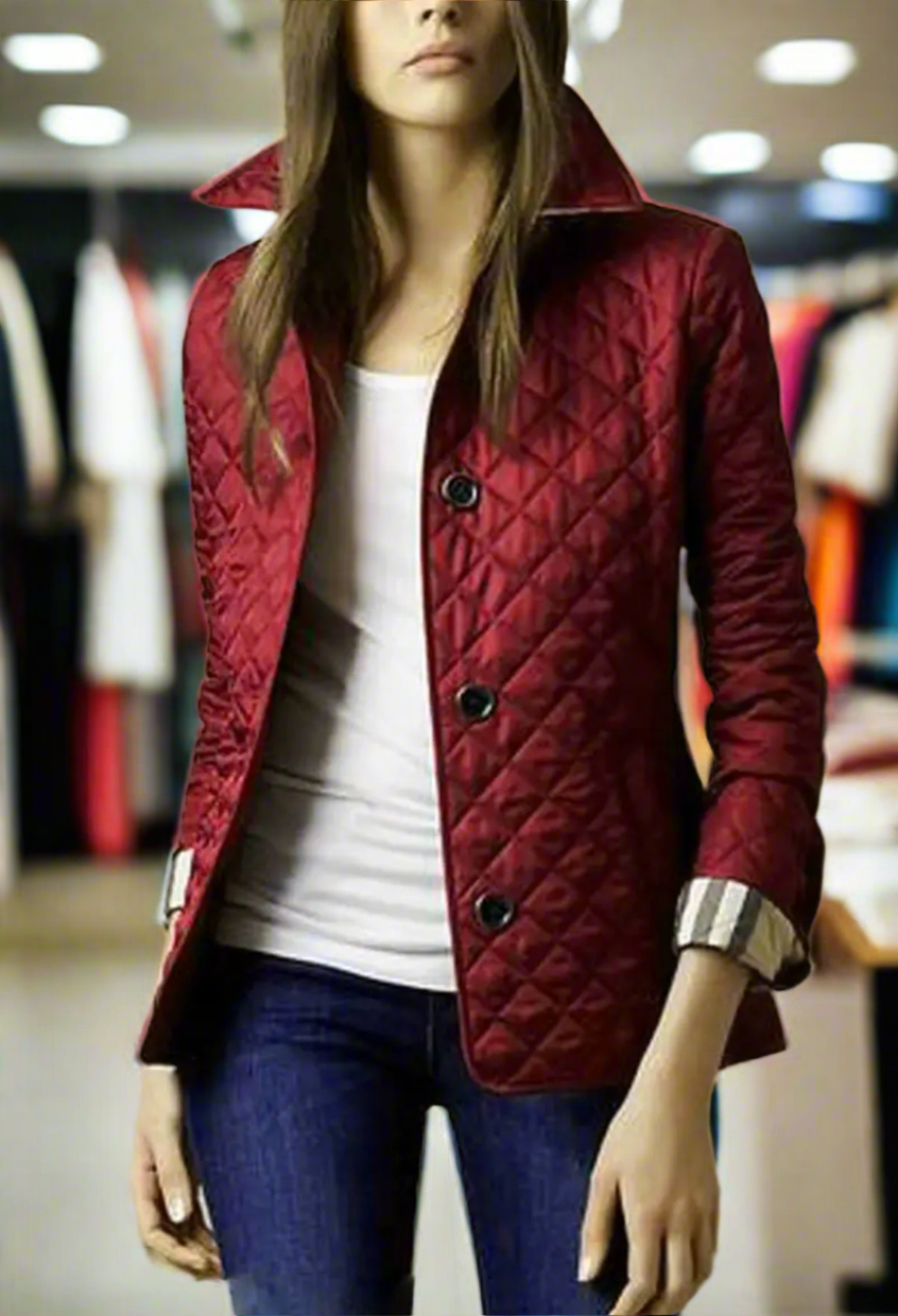 NEW!!!    Light weight black quilted jacket with beige plaid Lining (on sale!)