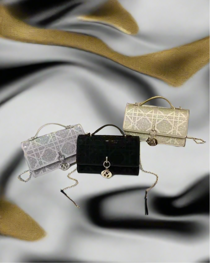 Leather Crossbody CD charm, with diamond stitched design