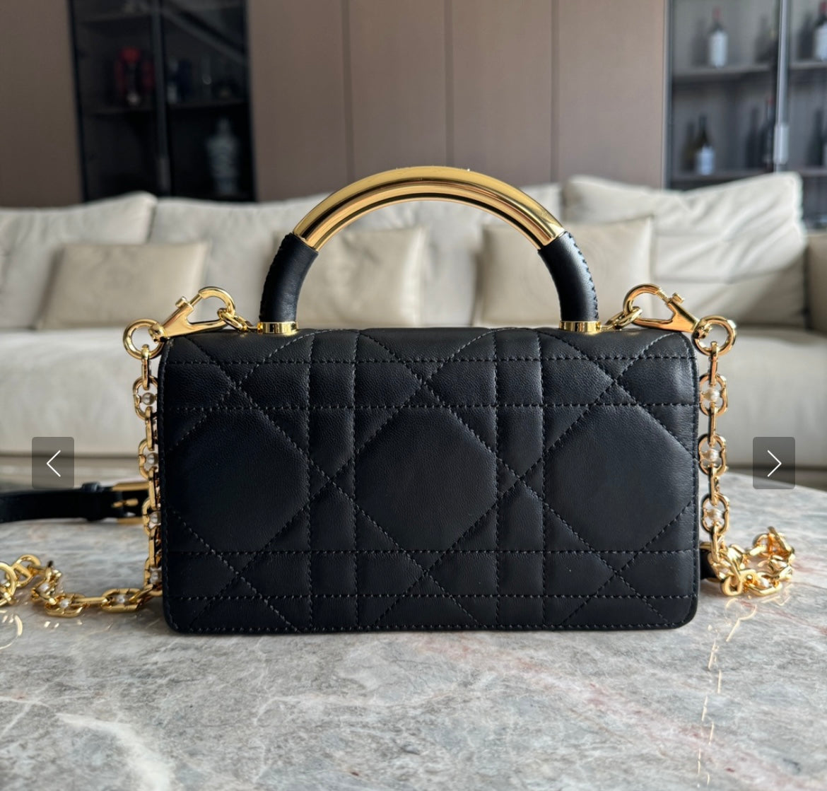 Leather Crossbody “CD Pearl” logo bag, with signature diamond quilted stitching (many options)