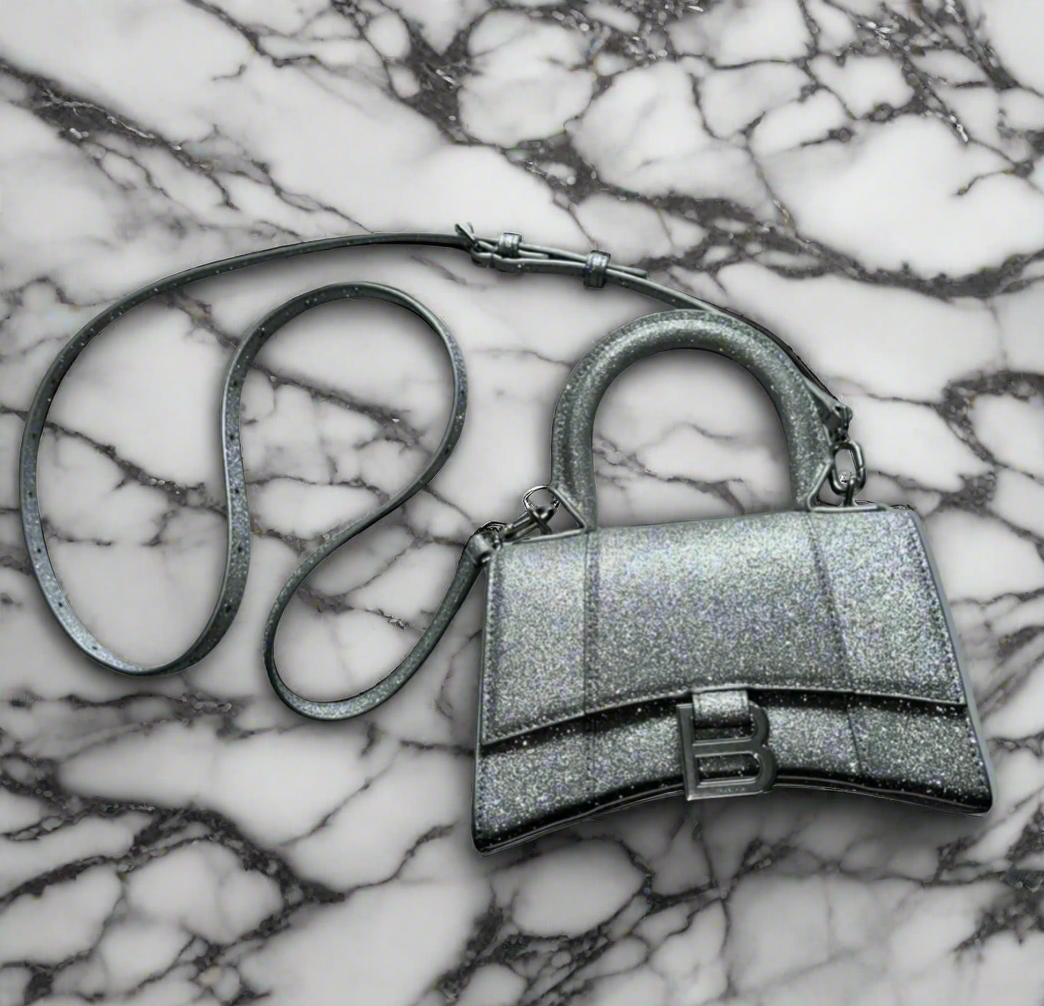 Swarovski crystal evening bag with B logo