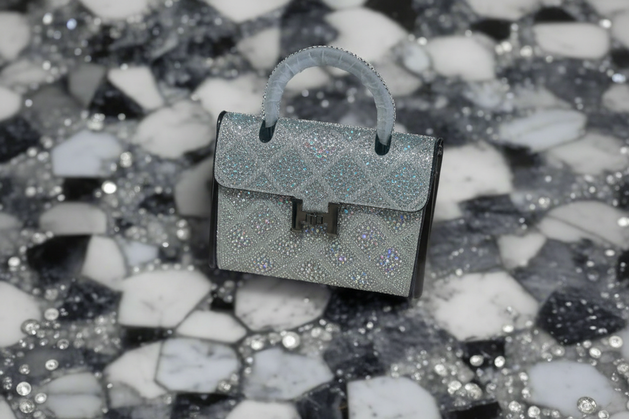 Swarovski Crystal H logo Top handle purse!