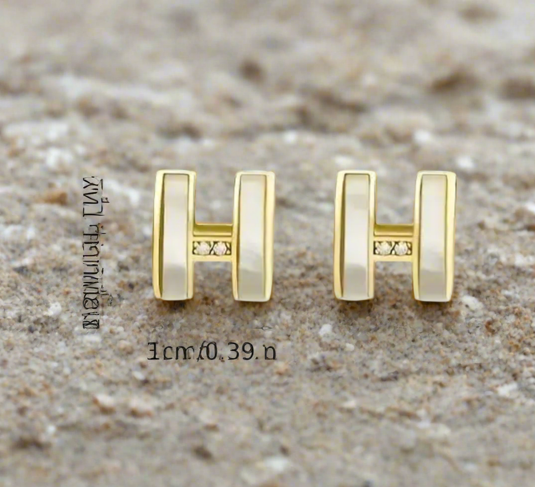 High quality bubble letter H Earrings