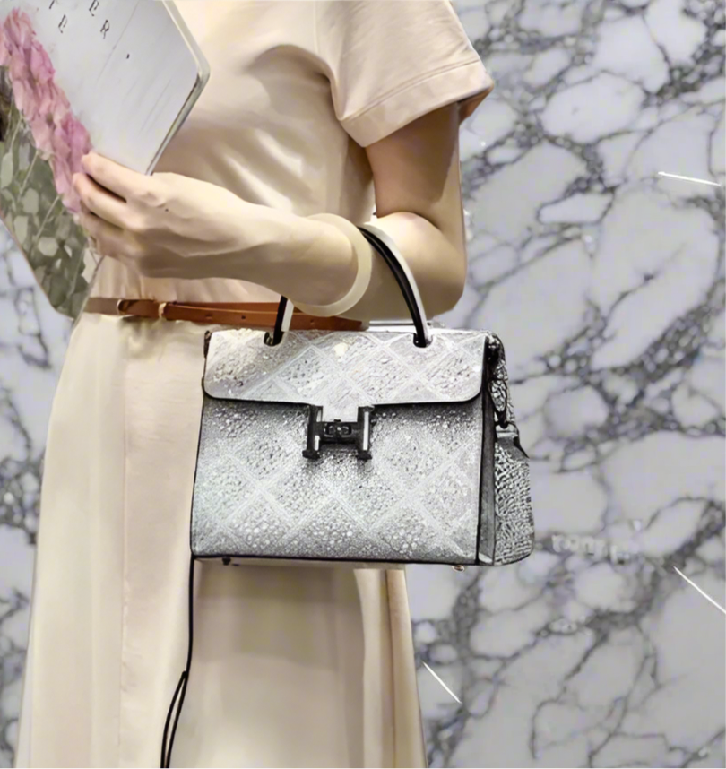 Swarovski crystal evening bag with B logo