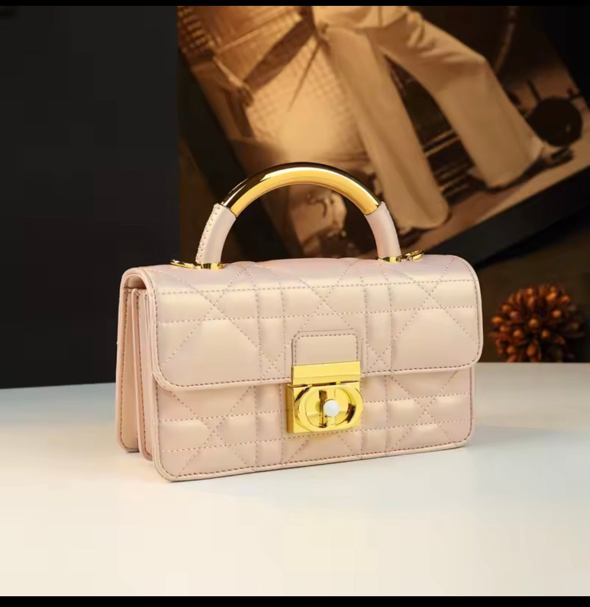 Leather Crossbody “CD Pearl” logo bag, with signature diamond quilted stitching (many options)