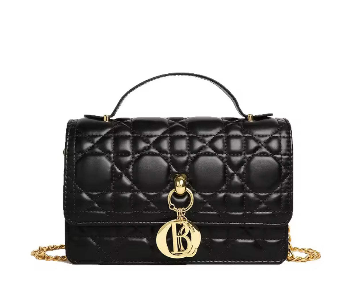 Leather Crossbody CD charm, with diamond stitched design