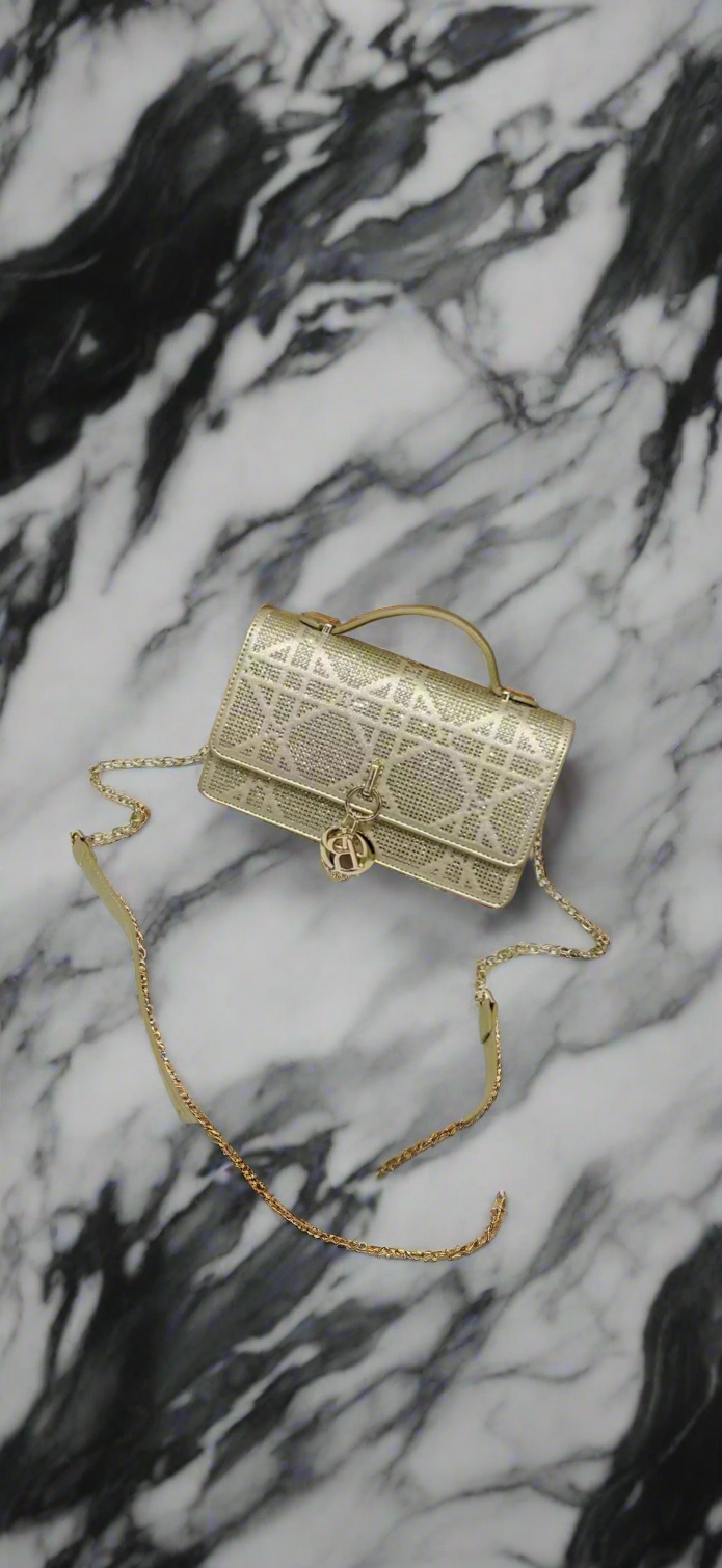 Leather Crossbody CD charm, with diamond stitched design